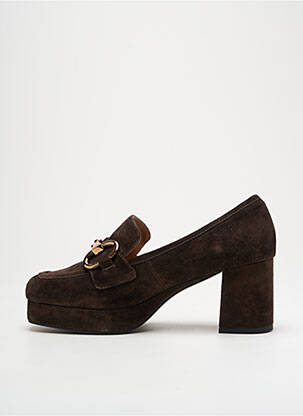 Mocassins nubuck talon de 4 à 6cm marron BIBI LOU femme