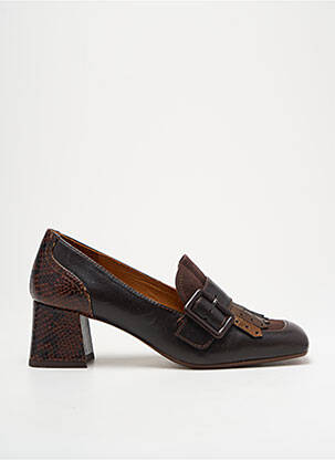 Mocassins tissage satiné talon de 4 à 6cm marron CHIE MIHARA femme