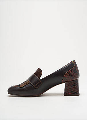 Mocassins tissage satiné talon de 4 à 6cm marron CHIE MIHARA femme