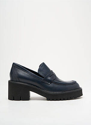 Mocassins tissage satiné talon de 4 à 6cm bleu GUGLIELMO ROTTA femme