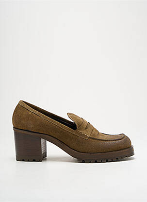 Mocassins nubuck talon de 4 à 6cm vert NIMAL femme