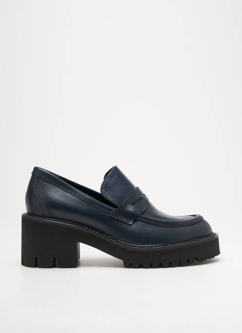 Mocassins tissage satiné talon de 4 à 6cm bleu GUGLIELMO ROTTA femme