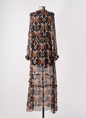 Robe longue manches longues manches longues noir BERENICE femme
