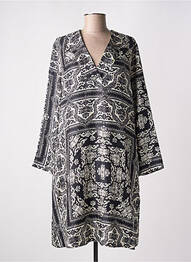 Robe mi-longue imprimé fantaisie manches longues noir MOMONI femme
