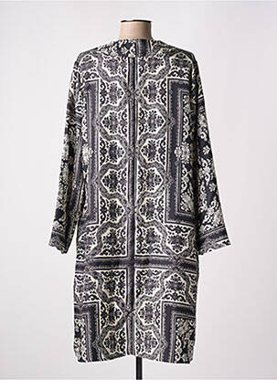 Robe mi-longue imprimé fantaisie manches longues noir MOMONI femme