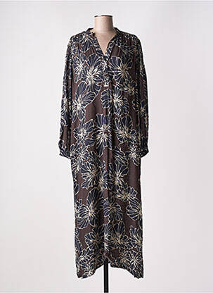 Robe longue manches longues manches longues gris DIEGA femme