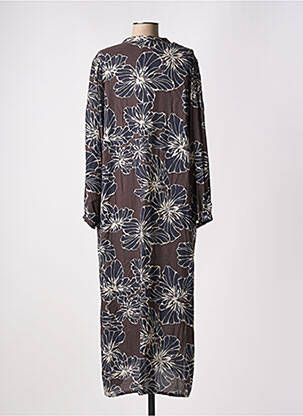 Robe longue tissage popeline manches longues gris DIEGA femme