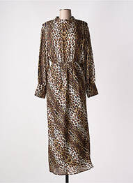 Robe longue manches longues manches longues marron ROSEANNA femme