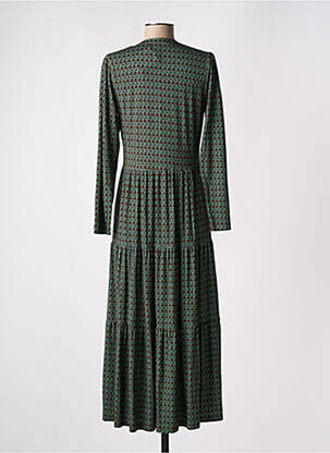 Robe longue tissage popeline manches longues vert SIYU femme