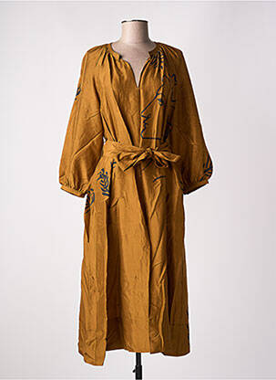 Robe longue manches longues manches longues marron SOEUR femme
