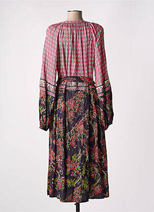 Robe longue imprimé fantaisie manches longues rose STELLA FOREST femme
