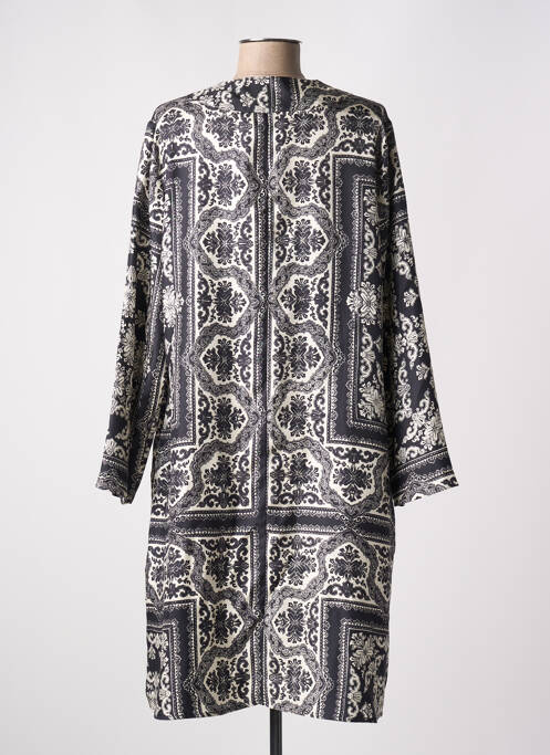 Robe mi-longue imprimé fantaisie manches longues noir MOMONI femme