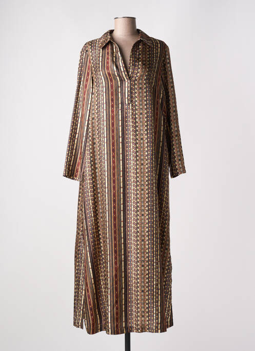 Robe longue manches longues manches longues marron MOMONI femme