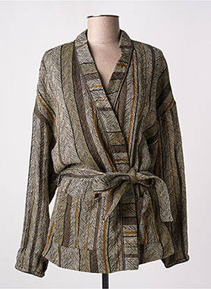Veste kimono manches longues marron LOUIZON femme