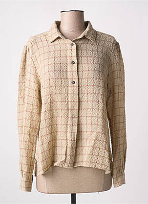 Chemisier coupe cintrée manches longues beige POMANDERE femme