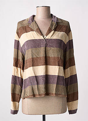 Blouse manches longues manches longues marron ALYSI femme