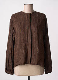 Chemisier tissage crêpe manches longues marron POMANDERE femme