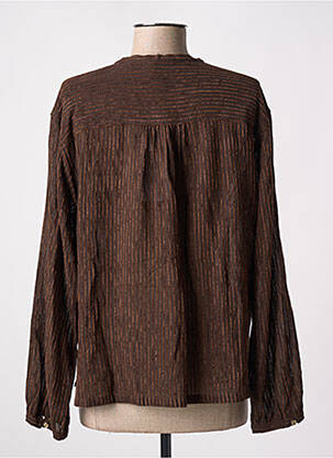 Chemisier tissage crêpe manches longues marron POMANDERE femme