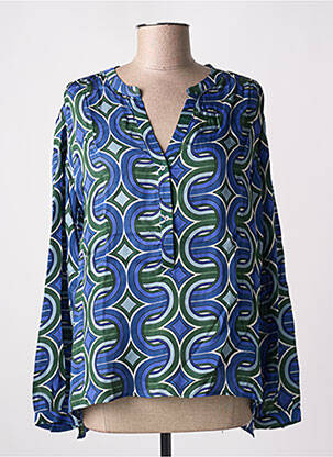 Blouse imprimé fantaisie manches longues bleu BELLA JONES femme
