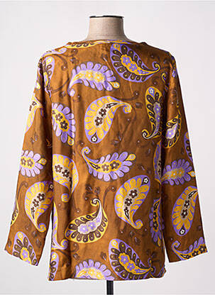 Blouse imprimé fantaisie manches longues marron MALIPARMI femme