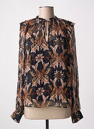 Blouse légère et transparente manches longues noir BERENICE femme