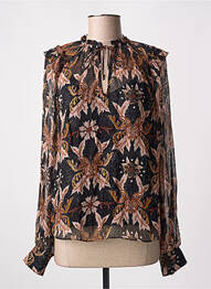 Blouse légère et transparente manches longues noir BERENICE femme