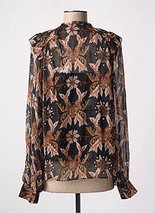 Blouse légère et transparente manches longues noir BERENICE femme