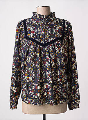 Blouse imprimé fantaisie manches longues noir PETITE MENDIGOTE femme