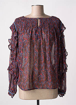 Blouse imprimé fantaisie manches longues bleu LOUIZON femme