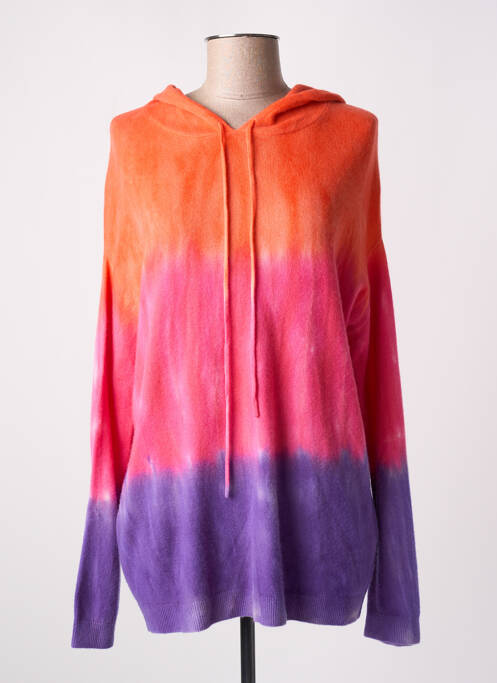 Sweat-shirt à capuche stretch manches longues orange LES TRICOTS DE LÉA femme