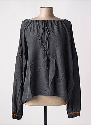 Blouse tissage popeline manches longues gris ALYSI femme