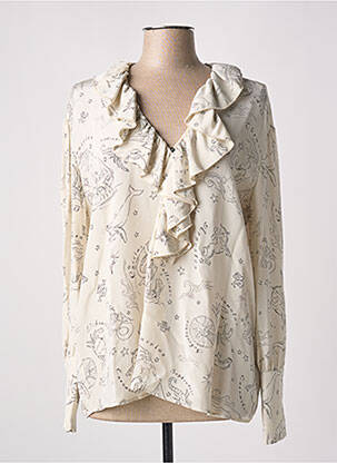 Blouse tissage popeline manches longues beige MOMONI femme