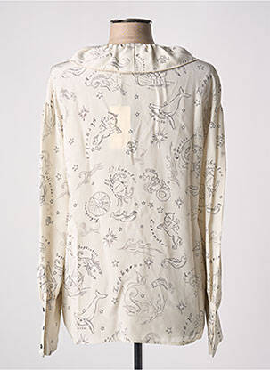 Blouse tissage popeline manches longues beige MOMONI femme