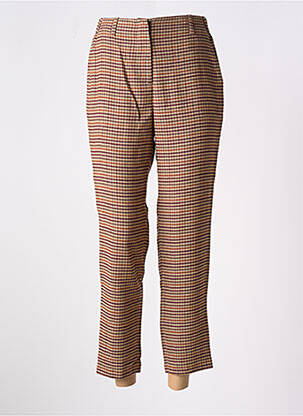 Pantalon droit fermeture zippée sous rabat avec crochet taille normale marron BELLA JONES femme