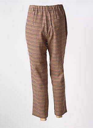 Pantalon droit fermeture zippée sous rabat avec crochet taille normale marron BELLA JONES femme
