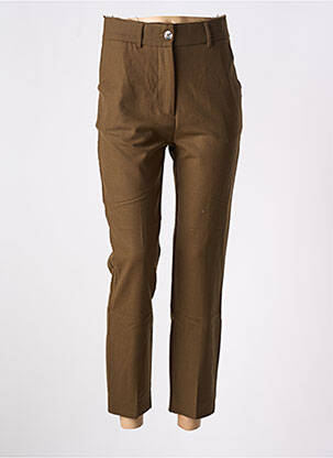 Pantalon droit fermeture zippée sous rabat boutonné taille normale marron MOMONI femme