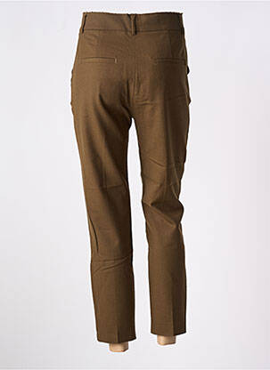 Pantalon droit fermeture zippée sous rabat boutonné taille normale marron MOMONI femme