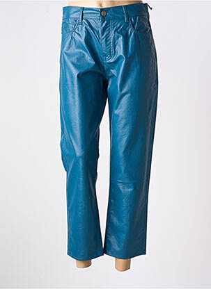 Pantalon droit fermeture zippée sous rabat boutonné taille normale bleu HOD femme