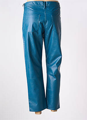 Pantalon droit fermeture zippée sous rabat boutonné taille normale bleu HOD femme