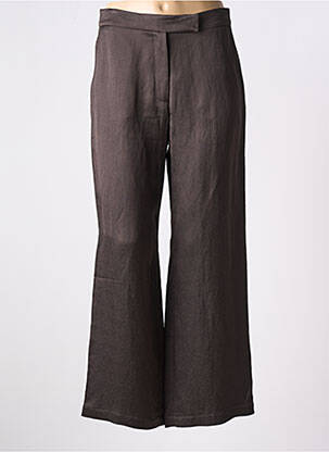 Pantalon large fermeture zippée sous rabat avec crochet taille normale marron ALYSI femme