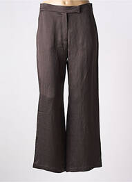 Pantalon large fermeture zippée sous rabat avec crochet taille normale marron ALYSI femme