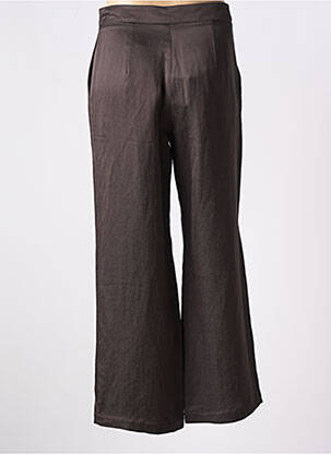 Pantalon large fermeture zippée sous rabat avec crochet taille normale marron ALYSI femme