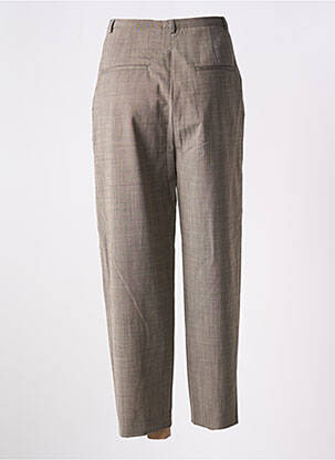 Pantalon droit fermeture zippée sous rabat avec crochet taille normale beige CLOSED femme