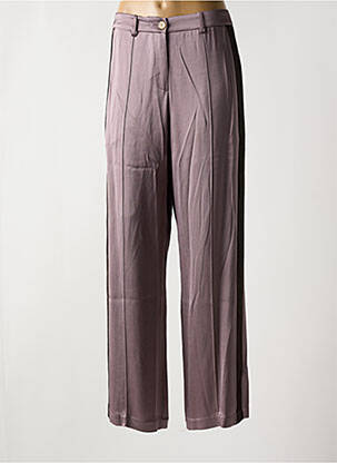 Pantalon droit fermeture zippée sous rabat boutonné marron ALYSI femme