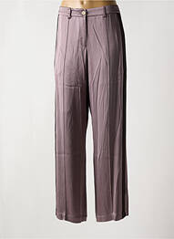 Pantalon droit fermeture zippée sous rabat boutonné marron ALYSI femme