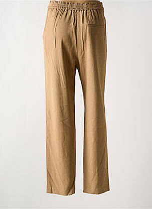 Pantalon droit fermeture zippée sous rabat avec crochet taille normale beige FORTE-FORTE femme