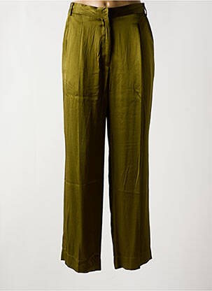 Pantalon droit fermeture zippée sous rabat avec crochet taille normale vert HOD femme