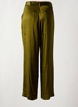 Pantalon droit fermeture zippée sous rabat avec crochet taille normale vert HOD femme