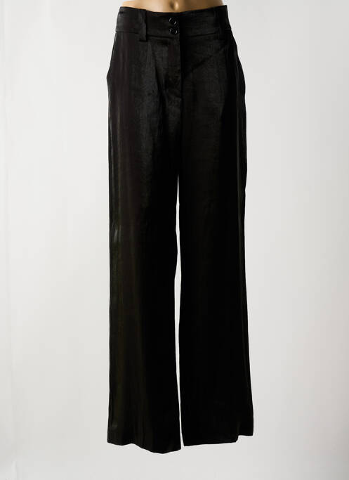 Pantalon droit fermeture zippée sous rabat boutonné taille normale noir MOMONI femme