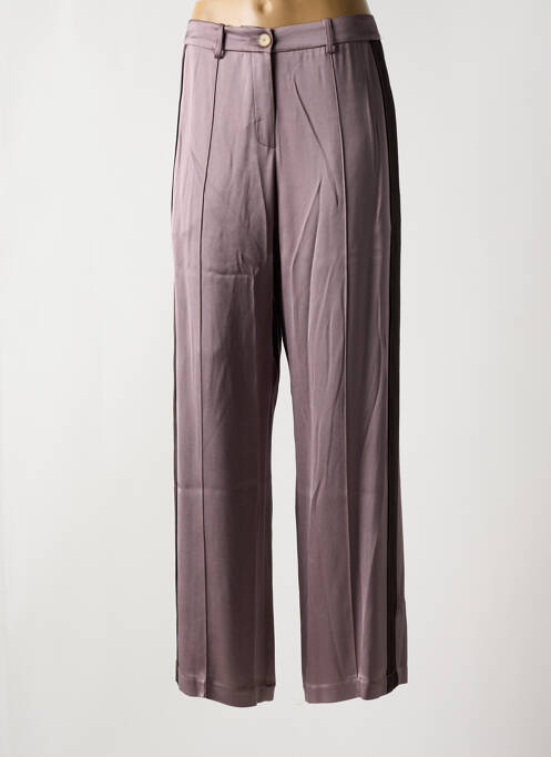 Pantalon droit fermeture zippée sous rabat boutonné marron ALYSI femme